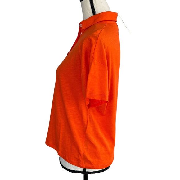 Style & Co Petite Small Polo Top Short Sleeves Button Neck Lightweight Orange - Picture 5 of 8